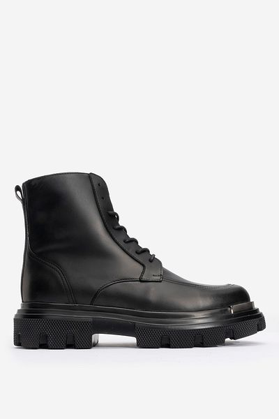 MARCOMEN Men's Thick Sole Zipper Casual Boots Real Leather Mc 20121 Black