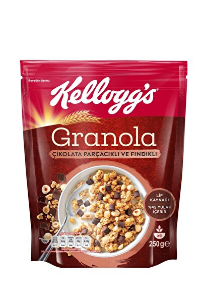 Kellogg's Granola Çikolata Parçacıklı Ve Fındıklı 250g,%44 Yulaf Ezmesi,lif Kaynağı,kahvaltılık