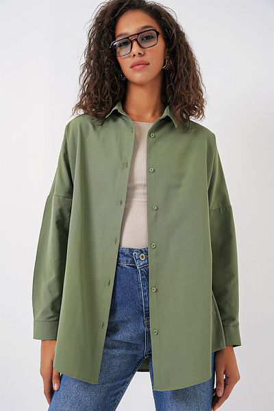 Bigdart 3900 Oversize Long Basic πουκάμισο - Χακί