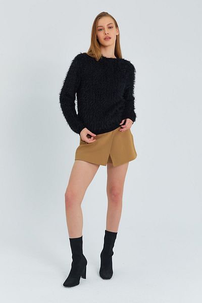 Mixray 6918 Black Long Bearded Women's Sweater