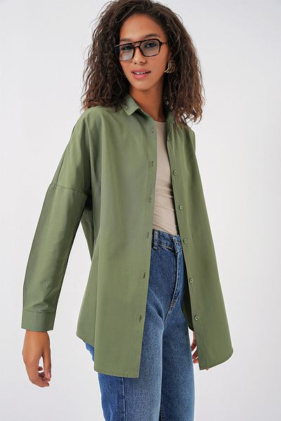 Bigdart 3900 Oversize Long Basic πουκάμισο - Χακί