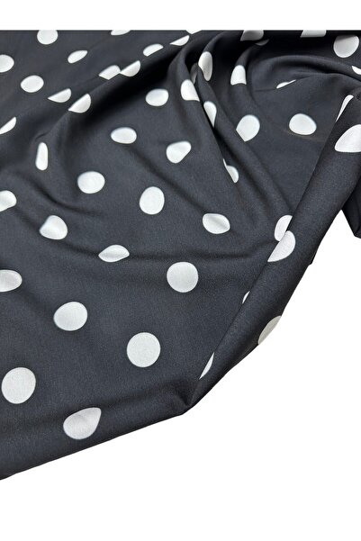 ipekkumaş Siyah Puantiye Desen Elbiselik Gömleklik Krep Kumaş Ürünümüz Adet O...