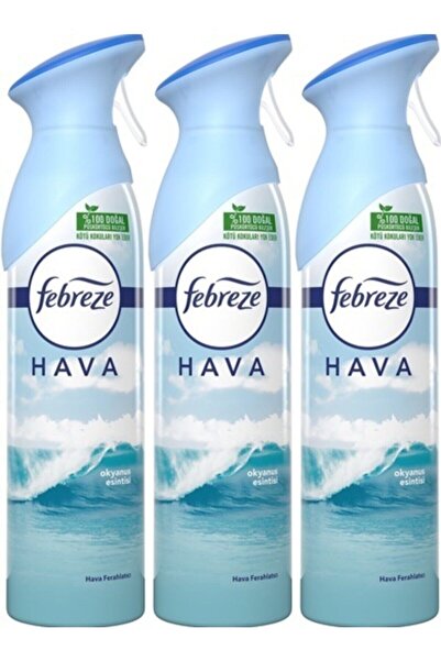 Febreze Hava Ferahlatıcı Sprey Oda Kokusu Okyanus Esintisi 3'lü Paket X 185 Ml