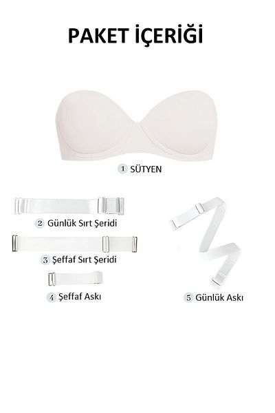 red iç giyim Strapless Transparent Bra - Supported and Suitable for Wedding/Engagement/Kina