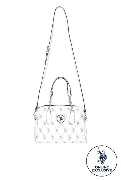 U.S. Polo Assn. Geantă albă de umăr pentru femei - Us8701, exclusiv online