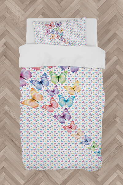 BAMBAŞKA MODA طقم غطاء لحاف منقوش على شكل فراشة لغرفة الأطفال والرضع BMN-8116