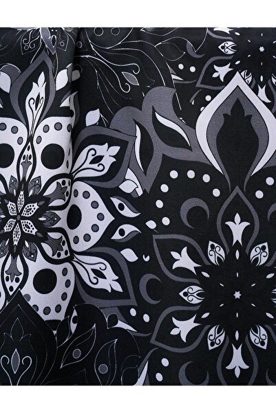 Kayra Çiçek Desenli Eşarp Siyah