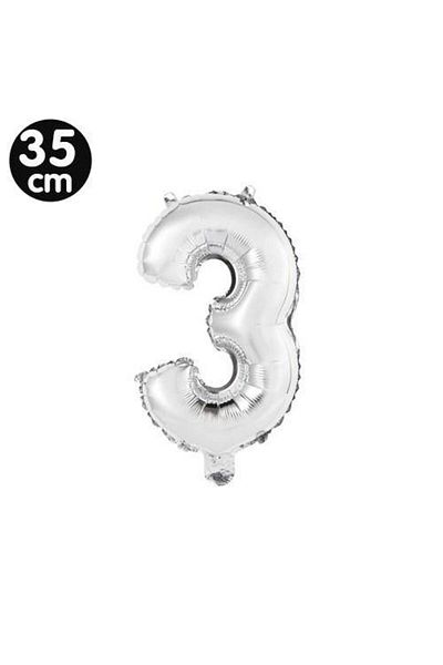 Parti Dükkanım 3 Number Foil Balloons Silver (35 cm)