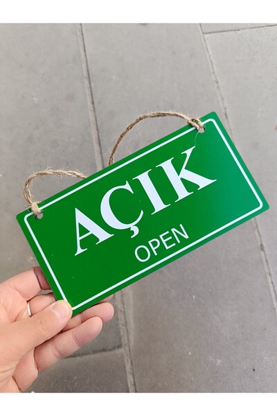 Arzuca Konsept Açık Kapalı Yazısı | Açık Kapalı Tabelası | Mağaza Kapı Yönlendirme Levhası (Ahşap)