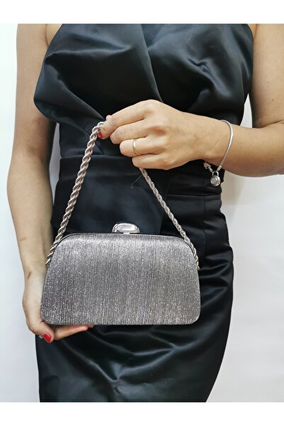 MODA Soave Collection Kadin Abi̇ye Lazer  Plati̇n Parlak Zi̇nci̇rli̇ Düğün Ge...