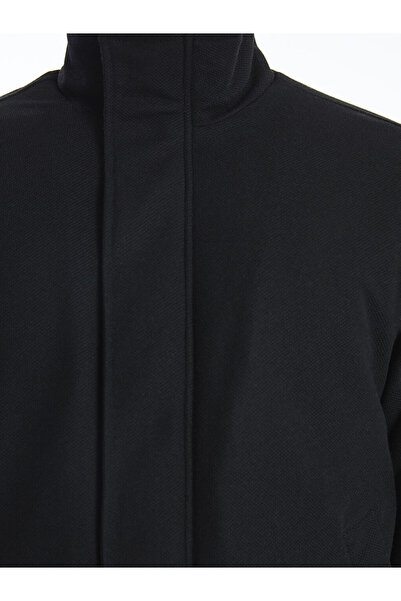 LC Waikiki Μαύρο ανδρικό παλτό άνετο και ευρείας εφαρμογής ψηλός λαιμός