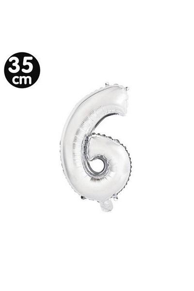 Parti Dükkanım 6 Number Foil Balloons Silver (35 cm)