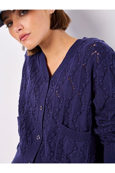 Apricot Pointelle-Strickjacke