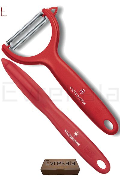 Victorinox مجموعة مقشرة فيكتورينوكس Evrekala - مقشرة الفواكه والخضروات، Evrekala المعتمدة، مع صندوق خاص - أحمر