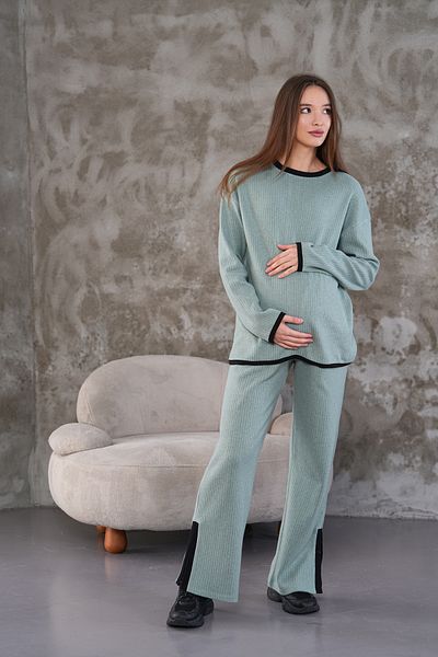 Miss Dünya Lissa Maternity and Maternity Neck and Leg Stripe Soft Fabric Long Sleeve Tracksuit Set