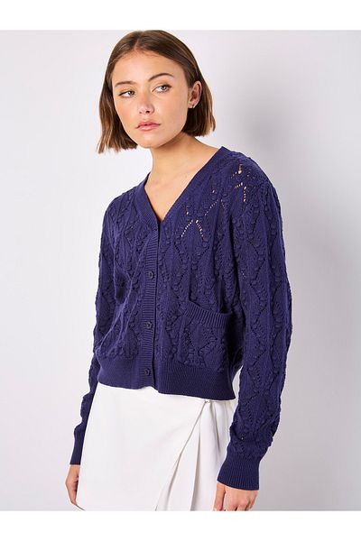 Apricot Pointelle-Strickjacke