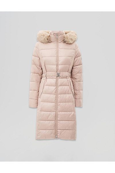 Kayra Beige Faux Fur Hooded Anorak Coat