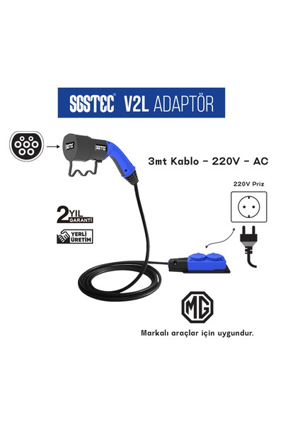 MG 3mt Kablolu 2'li V2L Uzatma Priz Adaptör