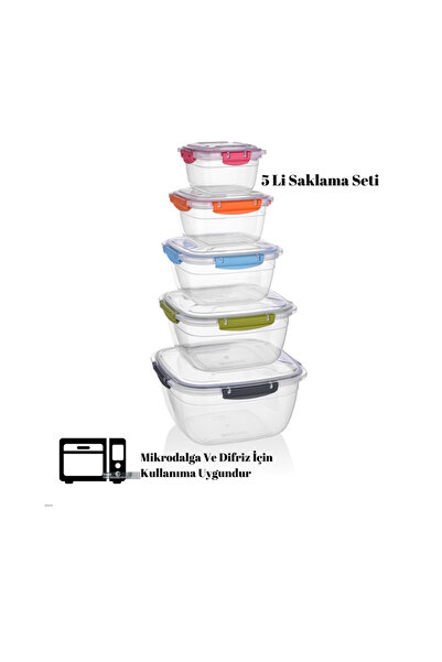 QSPLASTSTORE 5 Li Kare Saklama Kabı SIZDIRMAZ VAKUMLU KAPAK  (0.5,0.9,1.5,2.4...