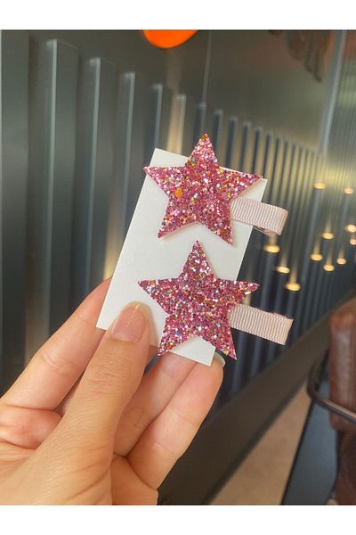 Selda Aksesuar Σετ κλιπ πόρπης Pink Star Mix