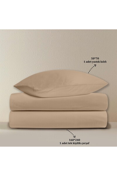 Evim Cotton Akfil Flat Sheet Set - Beige Single 160X240 cm