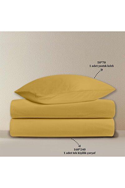 Evim 100% Cotton Akfil Flat Sheet Set Single 160X240 cm Mustard
