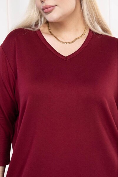 EMEZ Μπλούζα με μανίκια τριών τετάρτων σε μπορντό χρώμα