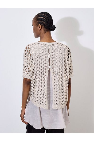 Apricot Gestricktes Tunika-Top mit Maschen