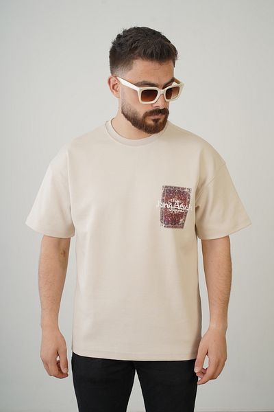 Butik TREND WE Μπλουζάκι Unisex με λαιμόκοψη μπροστά και πίσω με έθνικ στάμπα Oversize