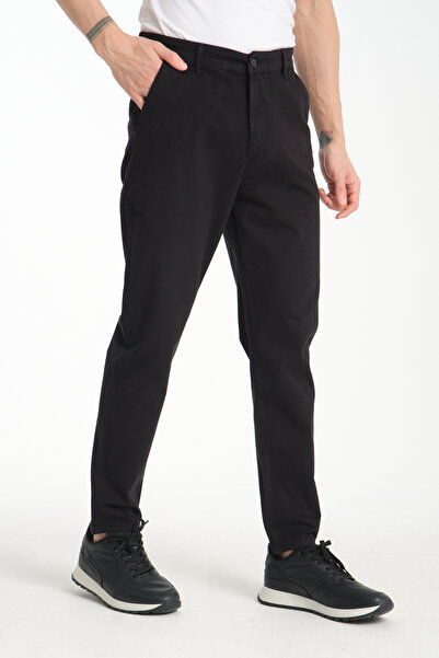 muzzo jeans Yüksel Bel Pamuklu Siyah Chino Pantolon
