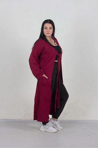 Truva XXL Large Size Front Tie Knitwear Cardigan