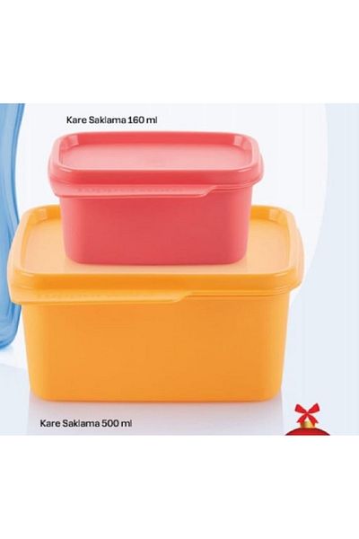 Tupperware Square Refrigerator Storage Container 500ml +160Ml Red Label