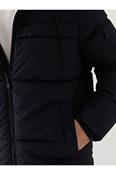 LC Waikiki Men's Black Standard Fit Hooded Coat