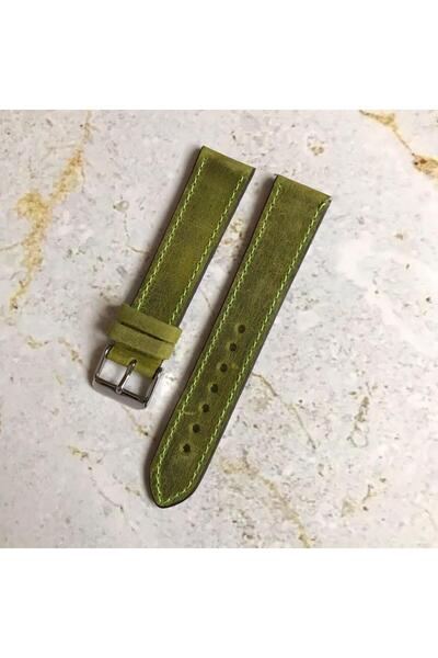 MercanSaat 20 mm Renkli Üst Kalite İşçilik Spor Tasarım Hakiki Deri Saat Kord...