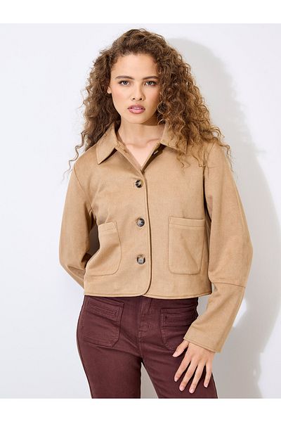 Apricot Jacke aus Wildlederimitat