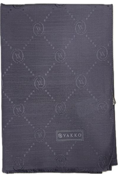 Vakko Şal cu monogramă din bumbac, mătase 40753-antracit