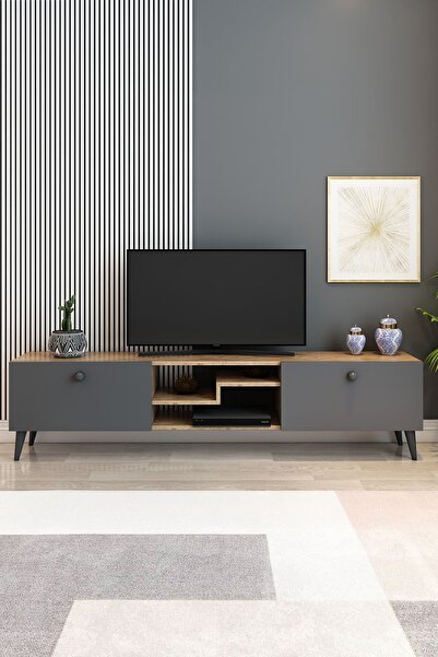 izcodesign Model Z Tv Ünitesi 150 Cm Dekoratif Raflı Iki Kapaklı Tv Sehpası Çam Renk