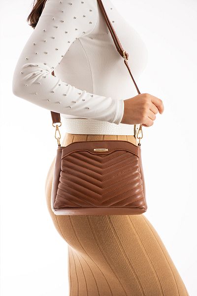 YOGII Geanta de dama din piele model Goli cu curea reglabila - cu fermoar si functional