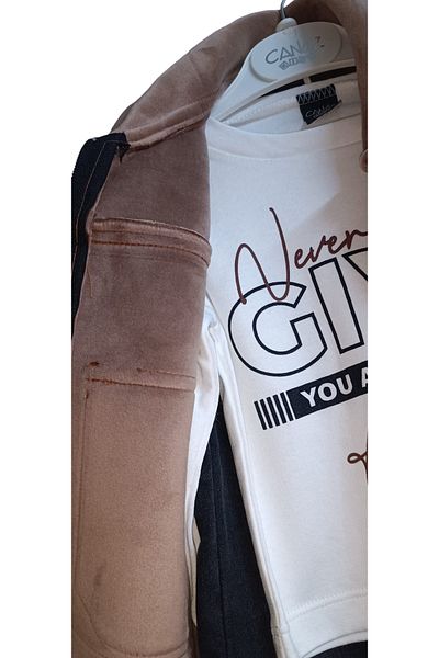 Canöz Kids Leather Jacket 3 Piece Set