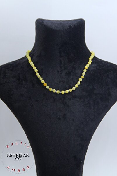 KehribarCo قلادة أسنان للأطفال والرضع باللون الأصفر من العنبر البلطيقي مقاس 3...