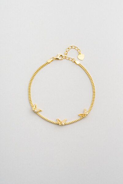 So CHIC... Kelebekler 18 Ayar Sarı Altın Kaplama 19 Cm Gümüş Bileklik