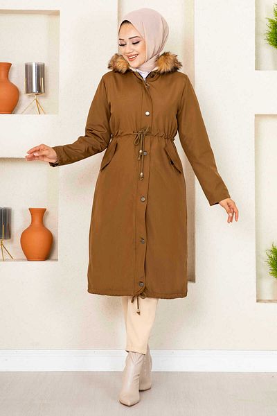 EBRUTESETTÜR Ayla Tunnel Belted Hijab Coat