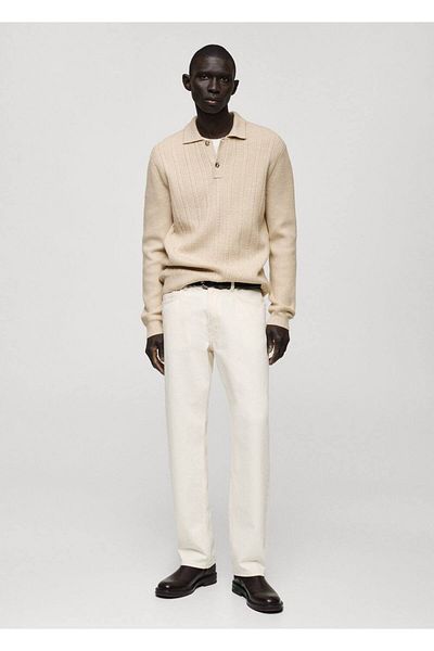 MANGO Man Pulover polo din tricotaj modelat
