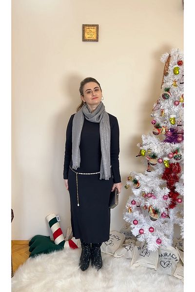 mirach Γυναικείο χριστουγεννιάτικο φόρεμα πλεκτό με ραβδώσεις μάξι μακρύ πρωτοχρονιάτικο φόρεμα