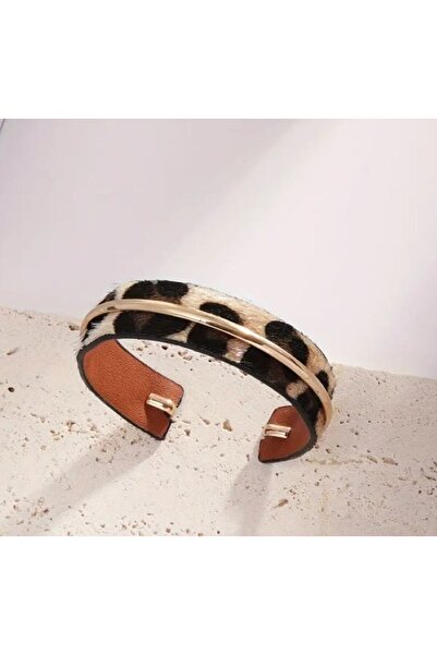 Dgt Luxury Leopar Baskı Vegan Deri Bileklik