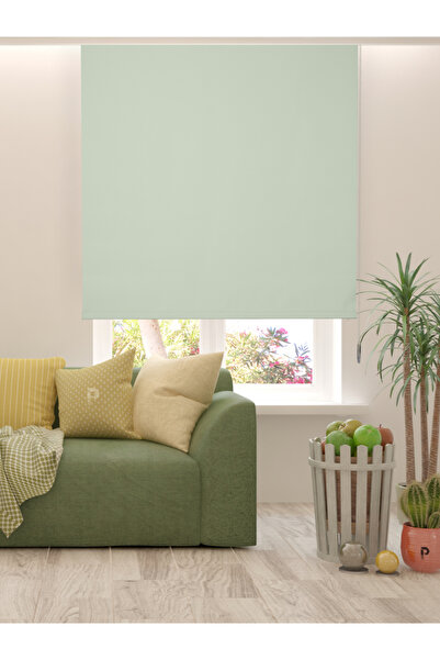 Perle TATLI YEŞİL  DÜZ MEKANİZE STOR PERDE YÜKSEK KALİTE METROPOL SERİSİ