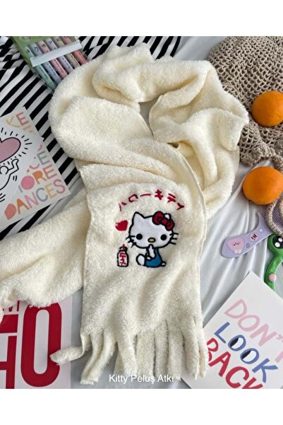 KSACARSS BİJUTERİ Peluş Atkı Beyaz Kedicik