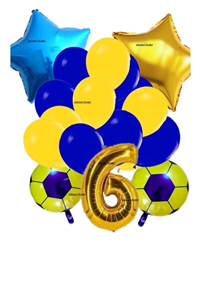 DÜVENCİ TİCARET SARI LACİVERT FUTBOL TEMALI BALON YAŞ SET