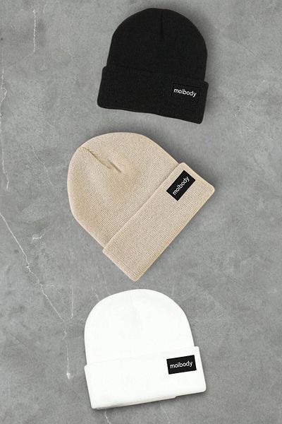 Moibody 3-Piece Premium Basic Beret - 100% Acrylic, Black Beige White