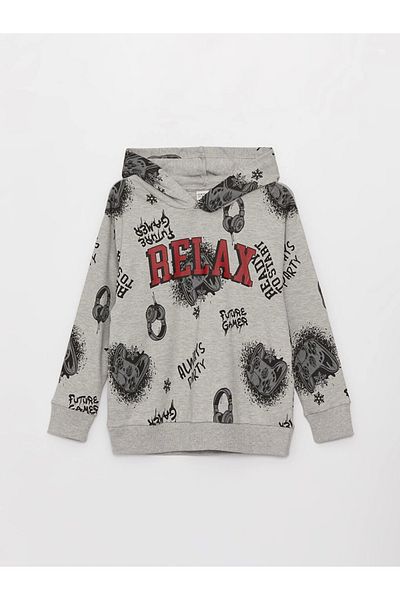 LC Waikiki Comfortable Fit Hooded Printed Boy's T-Shirt